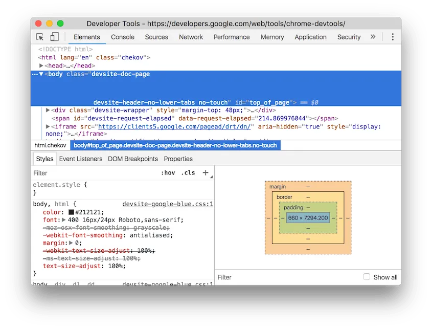 chrome dev tools